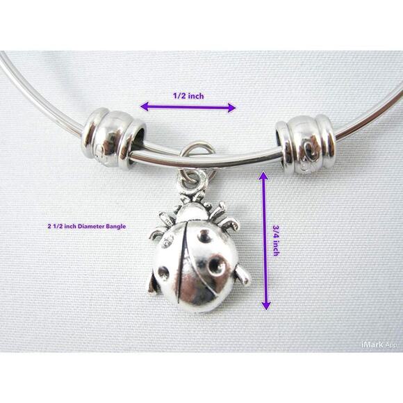 Lady Bug Bracelet - Ladybugs Jewelry Stainless Steel - Picture 2 of 9